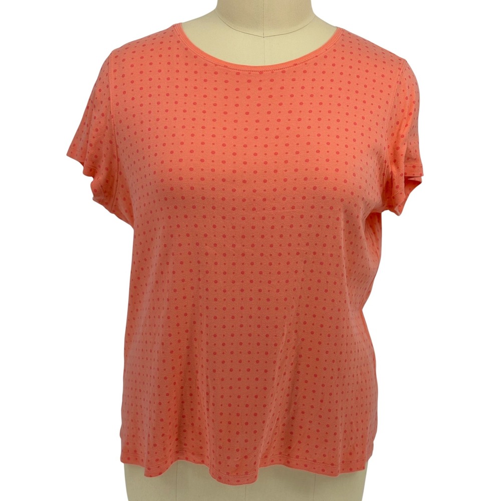 St. Johns Bay T-Shirt Coral Polka Dot 100% Cotton 2X